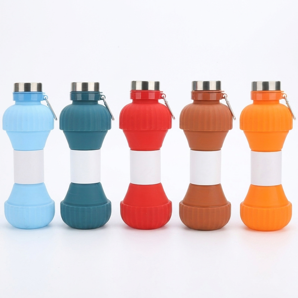 Collapsible Dumbbell Silicone Sports Water Bottle