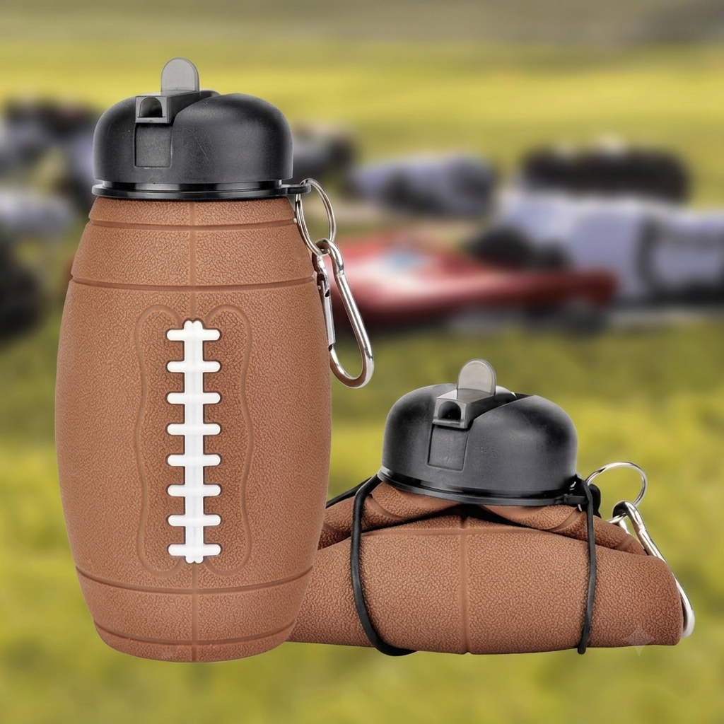 Collapsible Futball Silicone Water Bottle