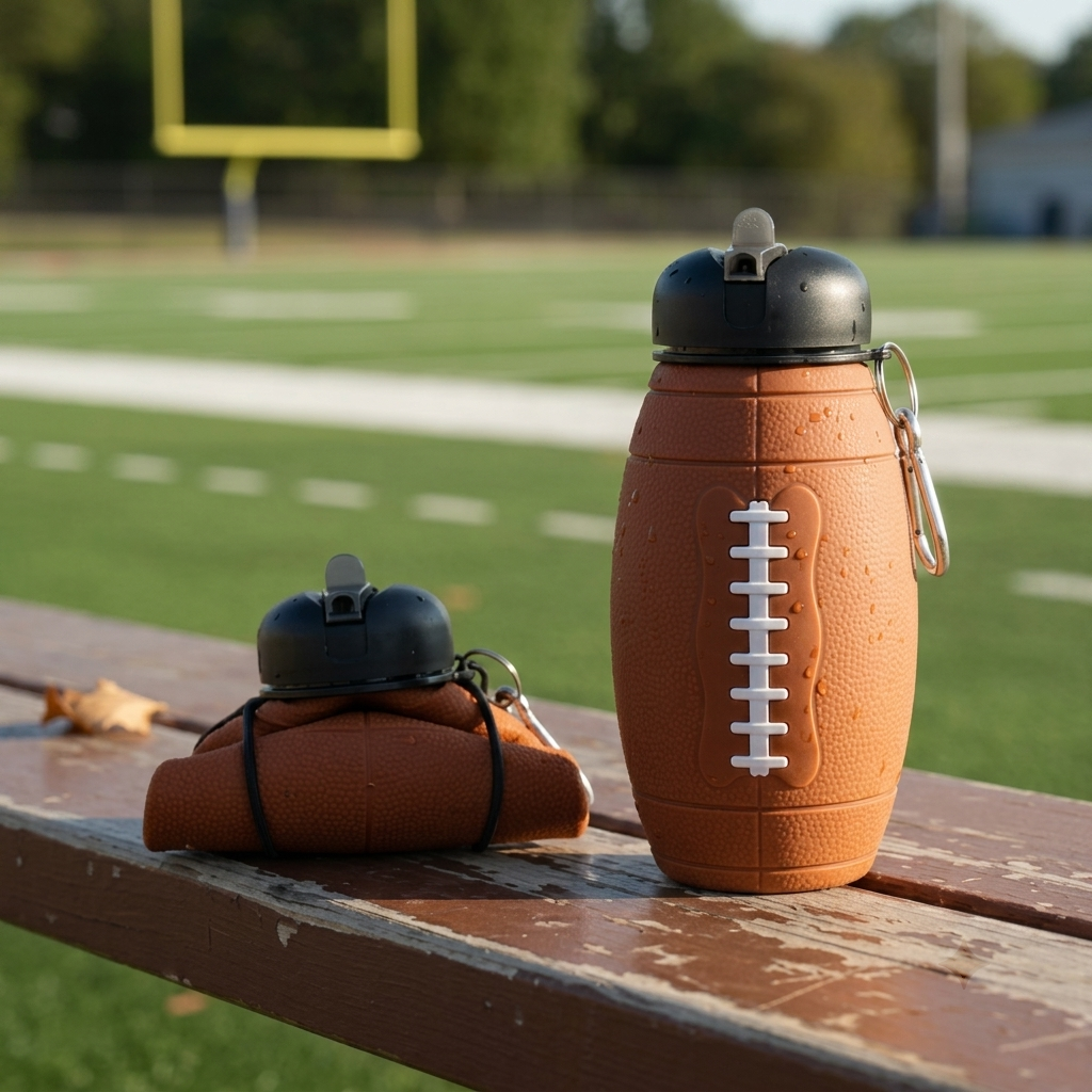 Collapsible Futball Silicone Water Bottle