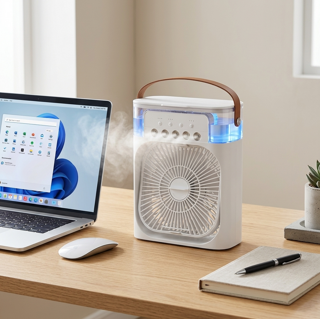 Mini Portable Air Cooler & Humidifier Fan – 3-in-1 Personal AC