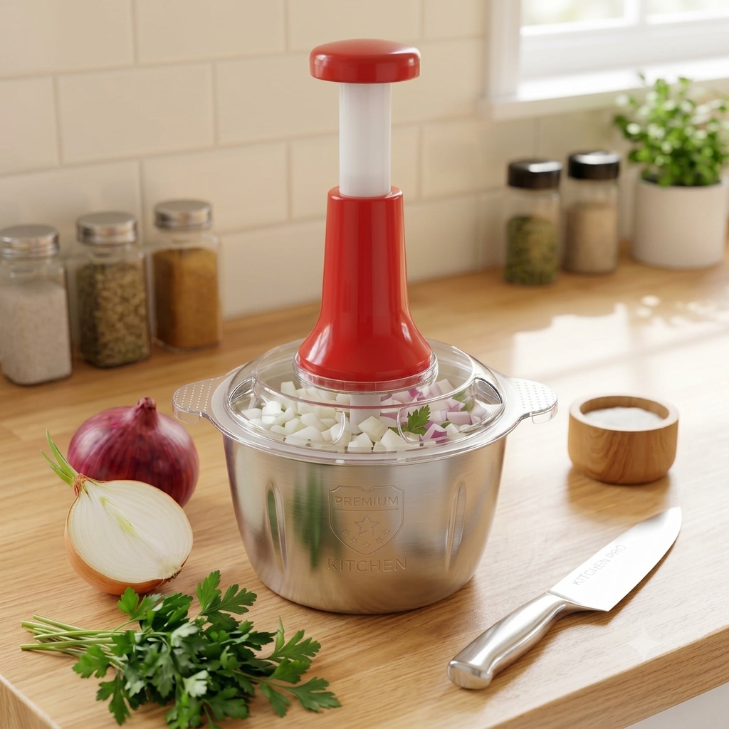 2-in-1 Quick Prep Kit: Press Food Chopper & Samosa / Cutlet Shaping Molds