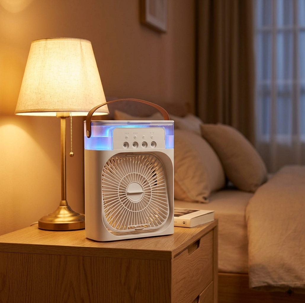 Mini Portable Air Cooler & Humidifier Fan – 3-in-1 Personal AC